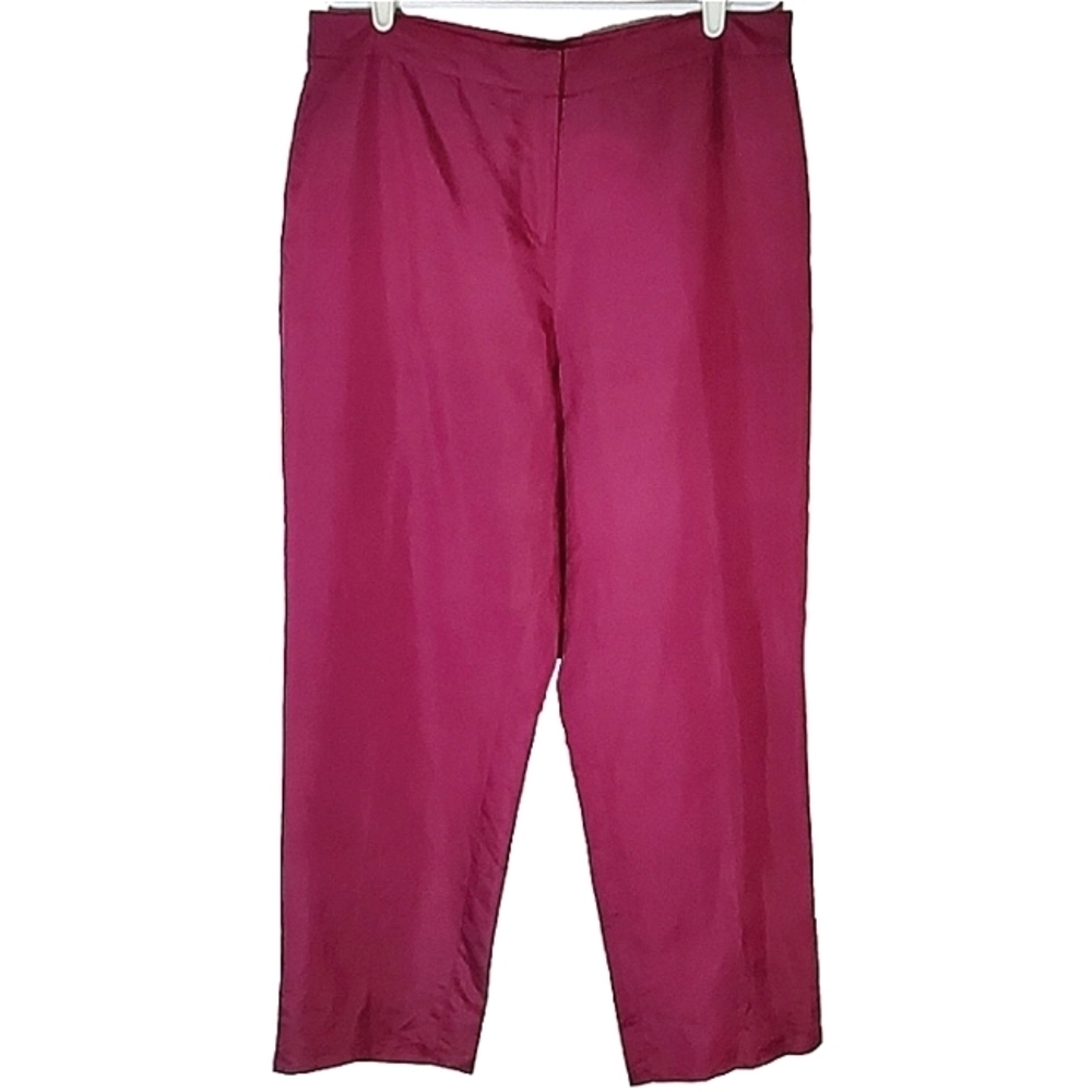 7372 * Liz Claiborne Tabitha Silk Cropped Pants Pink Magenta Size 14